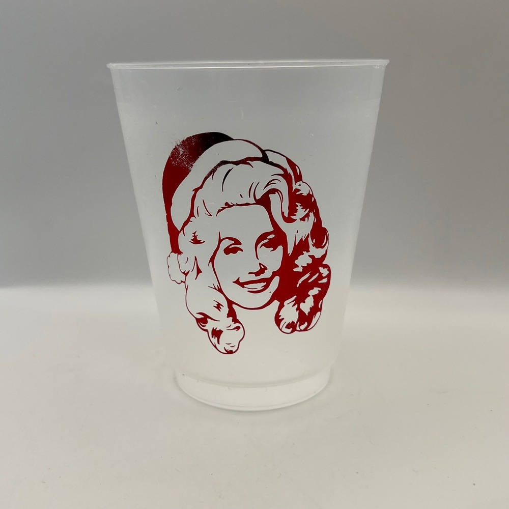Dolly Parton Santa Hat Plastic Tumbler 4.5 inches x 3 inches